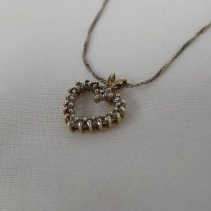 Vintage 10 Karat Gold Heart-shaped Pendant with Dnecraft Silver Necklace